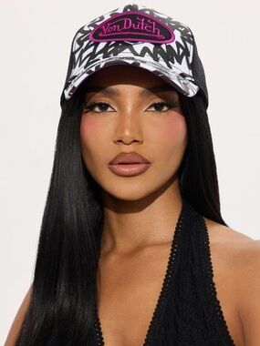 Von Dutch All Over Graffiti Trucker Hat - Black/White